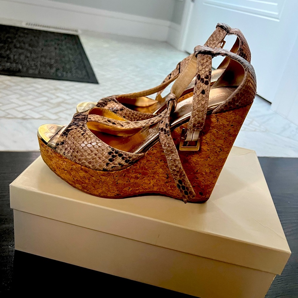 Jimmy Choo Snake Print 9.5 Platform Sandal. Box included.